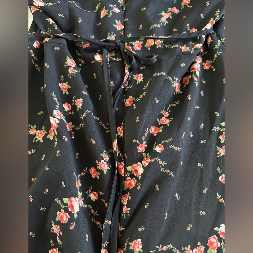 Topshop Black Floral Pink Ruched Long Sleeve Mini Dress size 6 - Picture 10 of 10